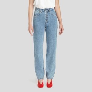 DECADE STUDIO Bonnie Jeans Tapered Straight Leg Exposed Button 30